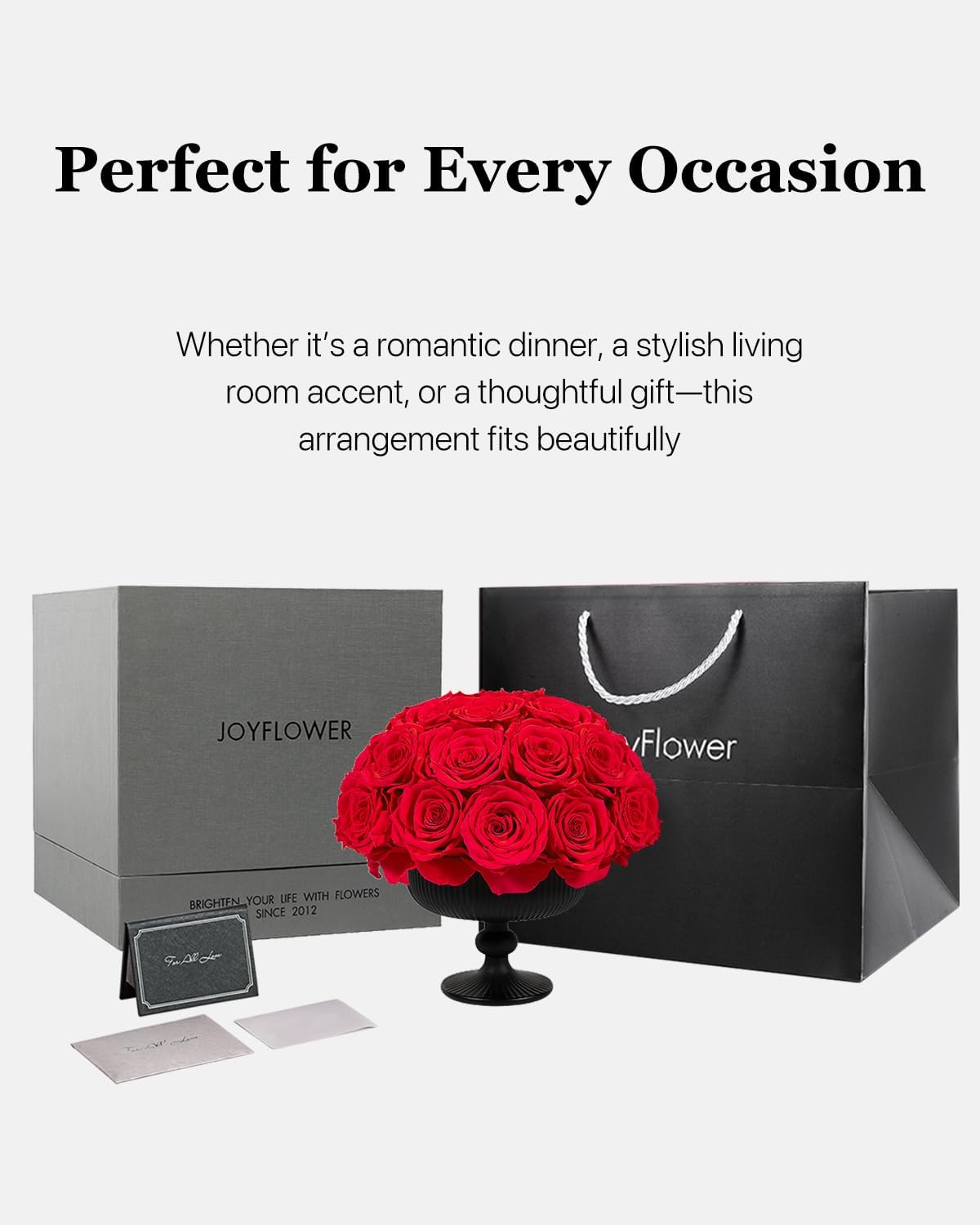 JoyFlower Preserved Flowers Vase Ceramic Decor, Red Eternal Flower Vases for Centerpieces, Forever Flower Decorations for Party Home Wedding Table Living Room Bedroom, Ceramic Flower Vase House Decor