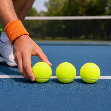 Tennis Balls Practice Training Balls Balls For Dogs Perfect For Beginners & Kids High Bounce Rubber Core Ideal For Outdoor Play Durable Dog Cat Playing Balls Pet Toys & Recreational Tennis(Pack Of 3)
