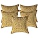 Stylo Culture Etnico Cuscino Decorativo Covers 12 x 12 Set di 5 Beige Oro Jacquard Brocade Soggiorno Divano Cuscino Copre Paisley Pavone 30 x 30 cm guanciale