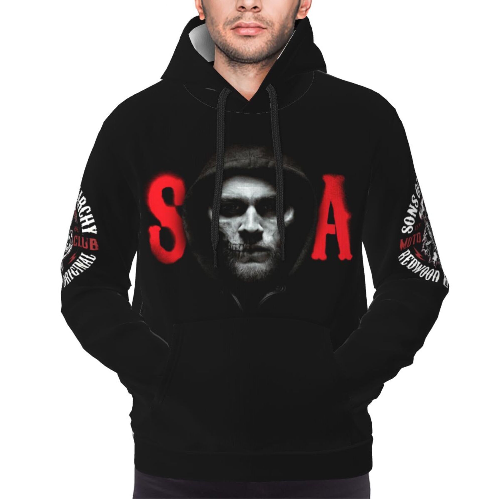 KESATUOT Men's anarchy TV Series Sons Hoodies Pullover Sweatshirts With Pockets Fashion Long Sleeve Hoodies and Sweatshirts for Men Multicolor L