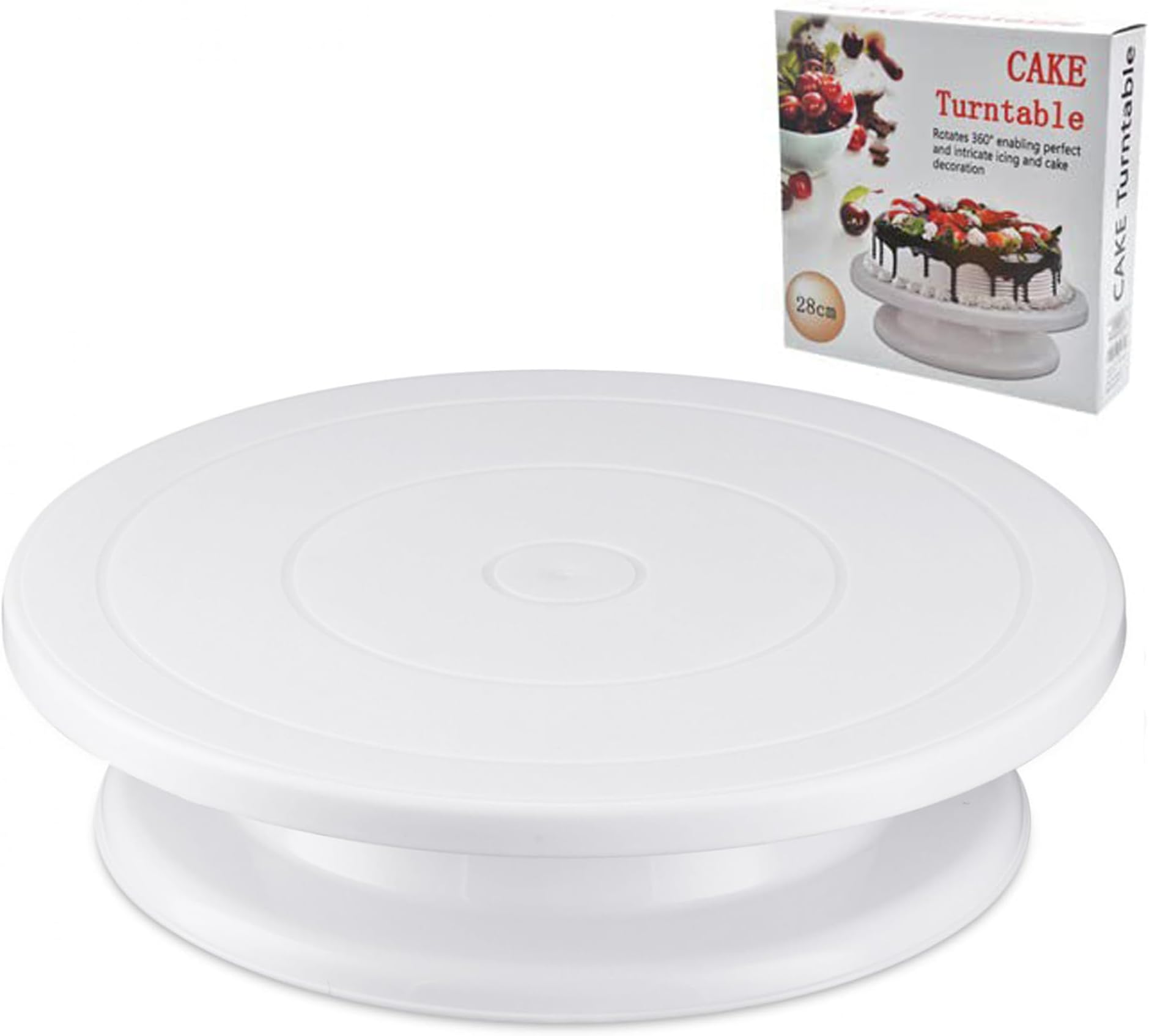 plastific Silicon Rotating Cake Turntable Mixer Plastic Bakery Rotating Cake Stand Lightweight Cake Spinning Stand Cake Decoration Rotating Cake Stand (Round - 28cm)