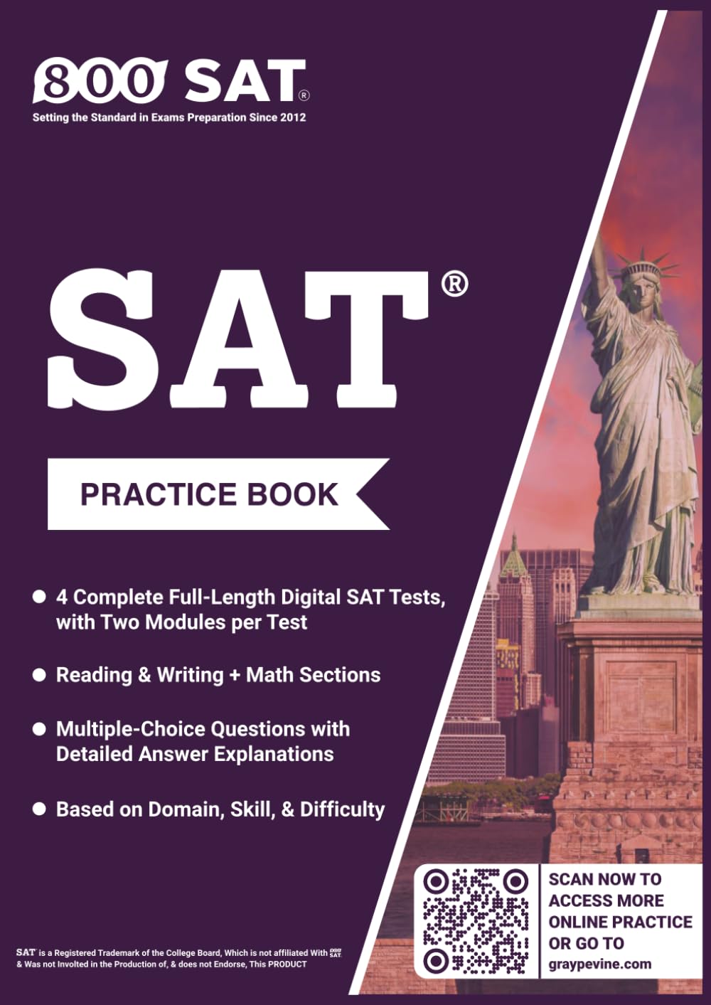 Digital SAT Practice Book (2026 Edition): 4 Complete Full-Length Practice Tests with Detailed Explanations and Difficulty Levels (Easy/Medium/Hard)