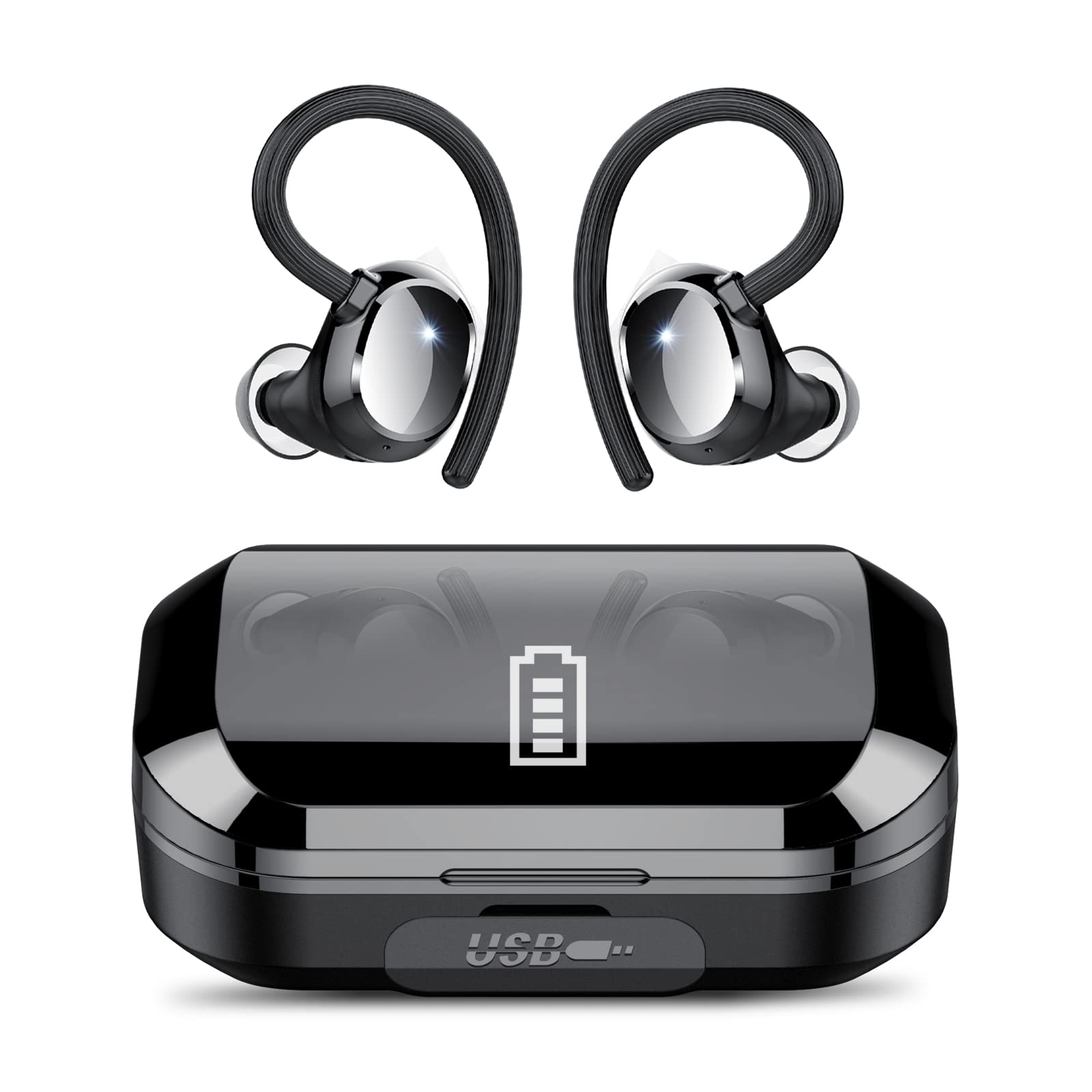 VOESUD 2022 Upgrade Wireless Earbuds, Bluetoth 5.2 Headphones with Mic,Wireless Headphones Running with IP7 Waterproof Ear Hooks,Touch Control for Sport/Work