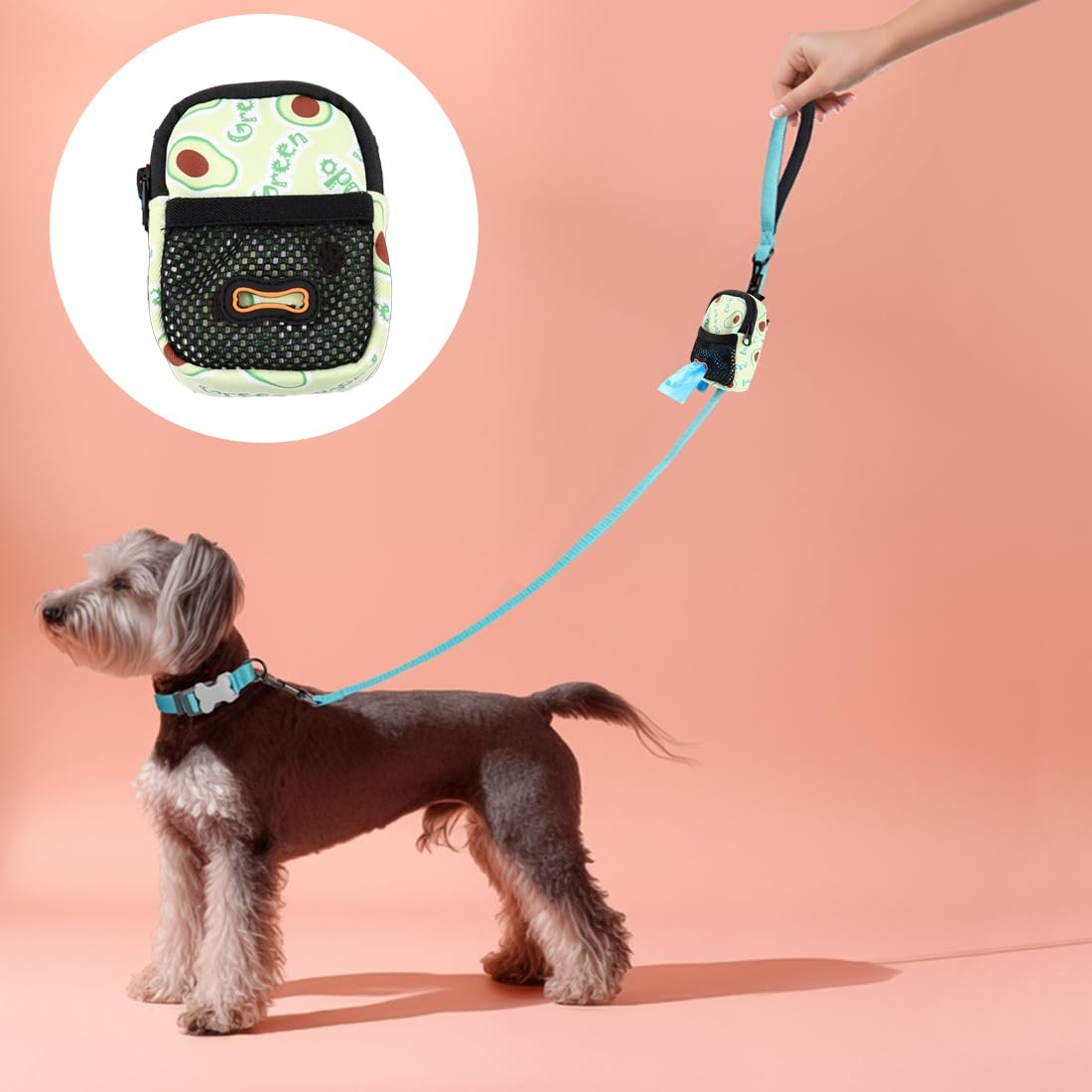 Mini borsa snack cani – tracolla impermeabile con erogatore di sacchetti, 8×10×3,5 cm