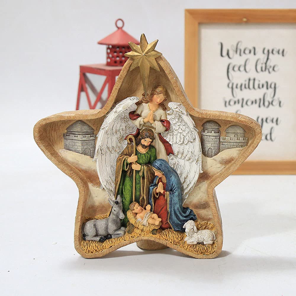 Krippenfiguren Set Jesus Bild Weihnachtsdeko Harz Krippen Figuren Weihnachtskrippe Zubehor Weihnachtstag Dekoartikel Tischkrippen Weihnachtsschmuck Weihnachtshaus Deko, B
