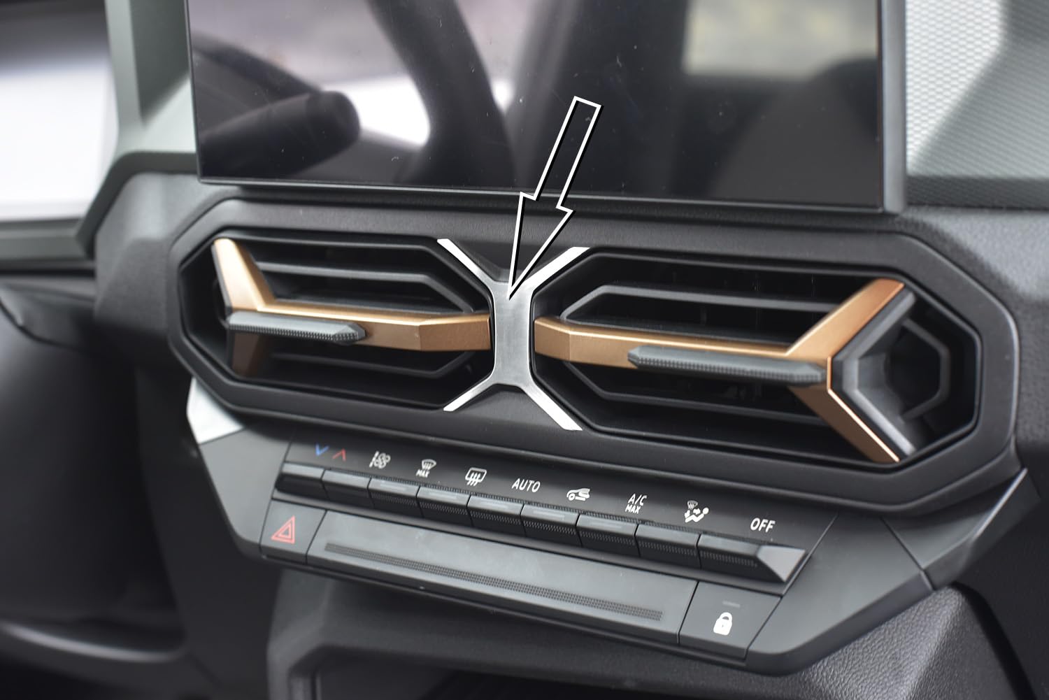 Couverture en acier pour 2024+ Dacia.Duster III 3 (P1310) / BIGSTER (R1310) | Décoration bouches d'aération centrales | 1 pièce Inox Essential Expression Journey Extreme DUSTER Accessoires Tuning