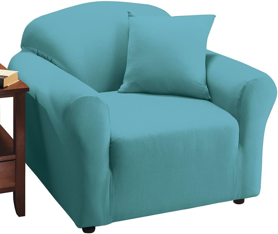 SK.Royal Turquoise Jersey Knit Chair Slipcover – 1 Piece, Fits 32"–40" Wide