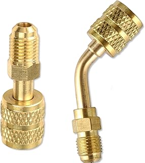 WenTigDY R410A Adapter,5/16'' SAE Female to 1/4'' SAE Male Flare,A2l Refrigerant Adapter for Air Conditioners HVAC,R410A Adapter for Mini Split Vacuum Adapter(1 Straight Adapter + 1 Angled Adapter)