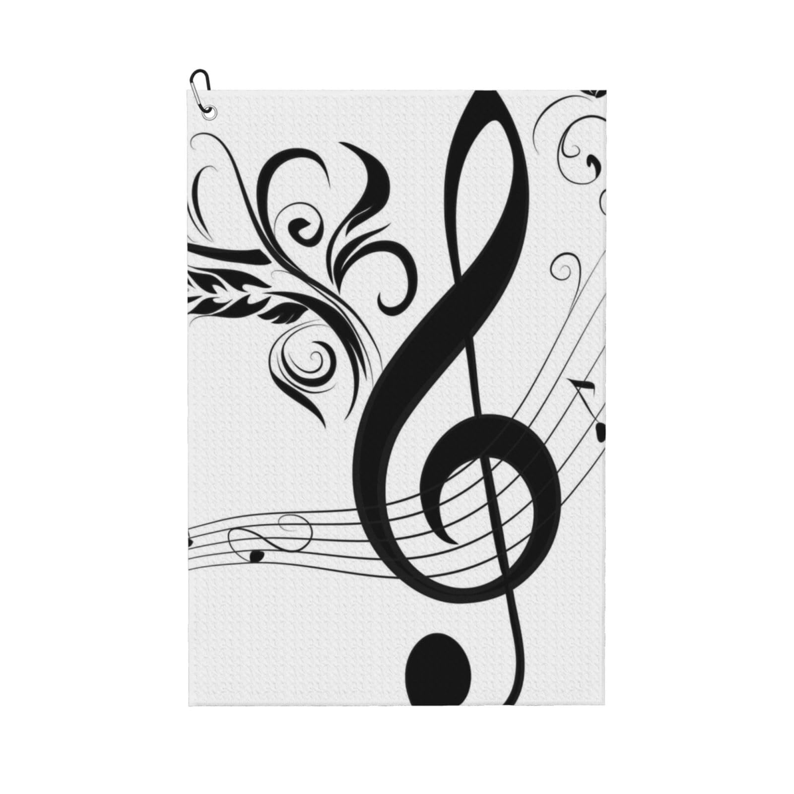 Hnnkloy Music Treble Clef And Note Artistic, 16x24 in Portable Waffle Golf Towels with Carabiner Clip for Golf Bag