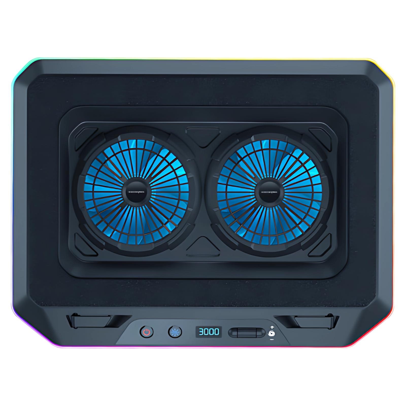 Gaming Laptop Cooling Pad, Dual Turbofan, Hub USB RGB, Adatto per 15-21 Pollici Laptop, Riduzione del rumore, Velocità Ventola Regolabile, 4 Porte USB, 41 x 29,6 cm