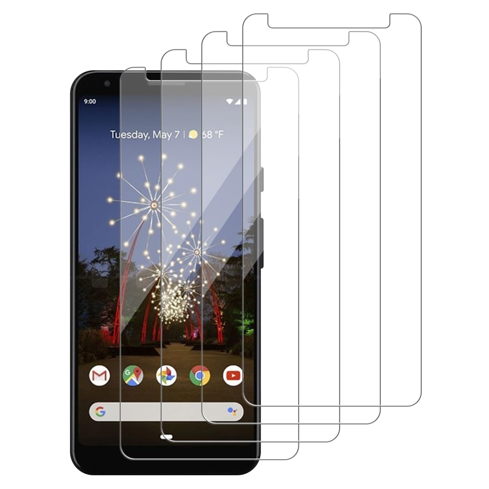 4 Pack Glass Screen Protector Compatible for Google Pixel 3a XL [9H Hardness]-HD Screen Tempered Glass, Scratch Resistant, Easy Install [Case Friendly] [Bubble Free]