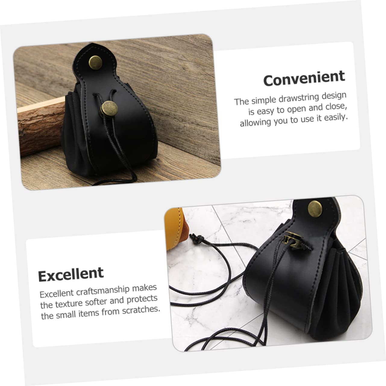 YARNOW 4 Pezzi Custodia Per Dadi Segnale Custodia Per Dadi Nera Viaggio Piccolo Buste Polvere Marsupio Gioco Sacchetto Di Perline Di Gioco Compatto Vassoio Pelle