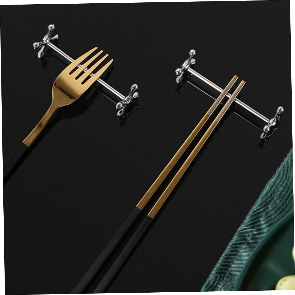 Juego de 6 soportes de metal para palillos, elegante para mesa de comedor, soporte para utensilios de cocina para cucharas y tenedores, accesorio de cocina fácil de limpiar