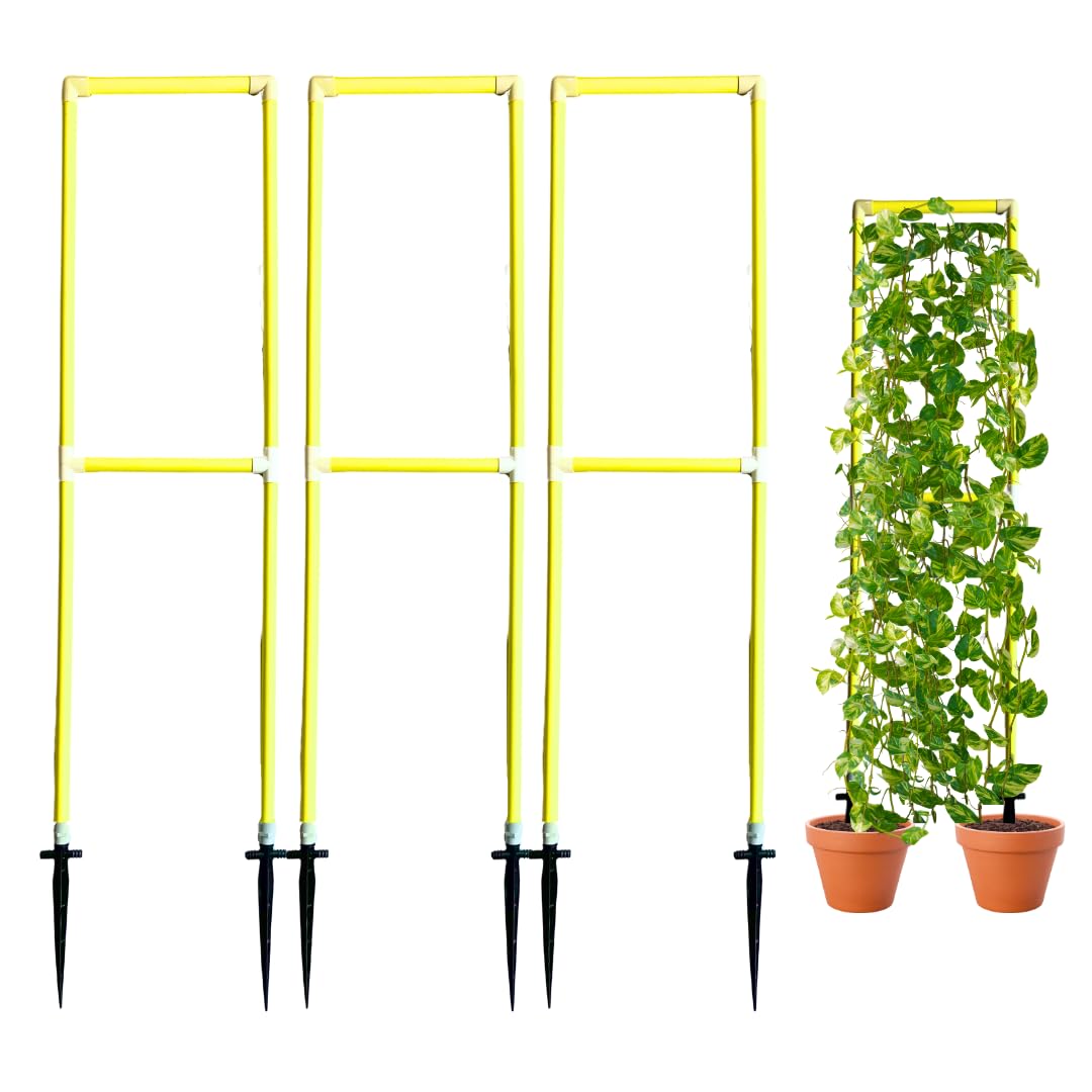 Invelligen 5 Feet Garden Trellis Balcony Privacy Screen with Creeper Support Plant Support Poles and Stakes Garden Stakes (Yellow) (Pack of 1) (B0D8GW4QHC) Amazon Price History, Amazon Price Tracker