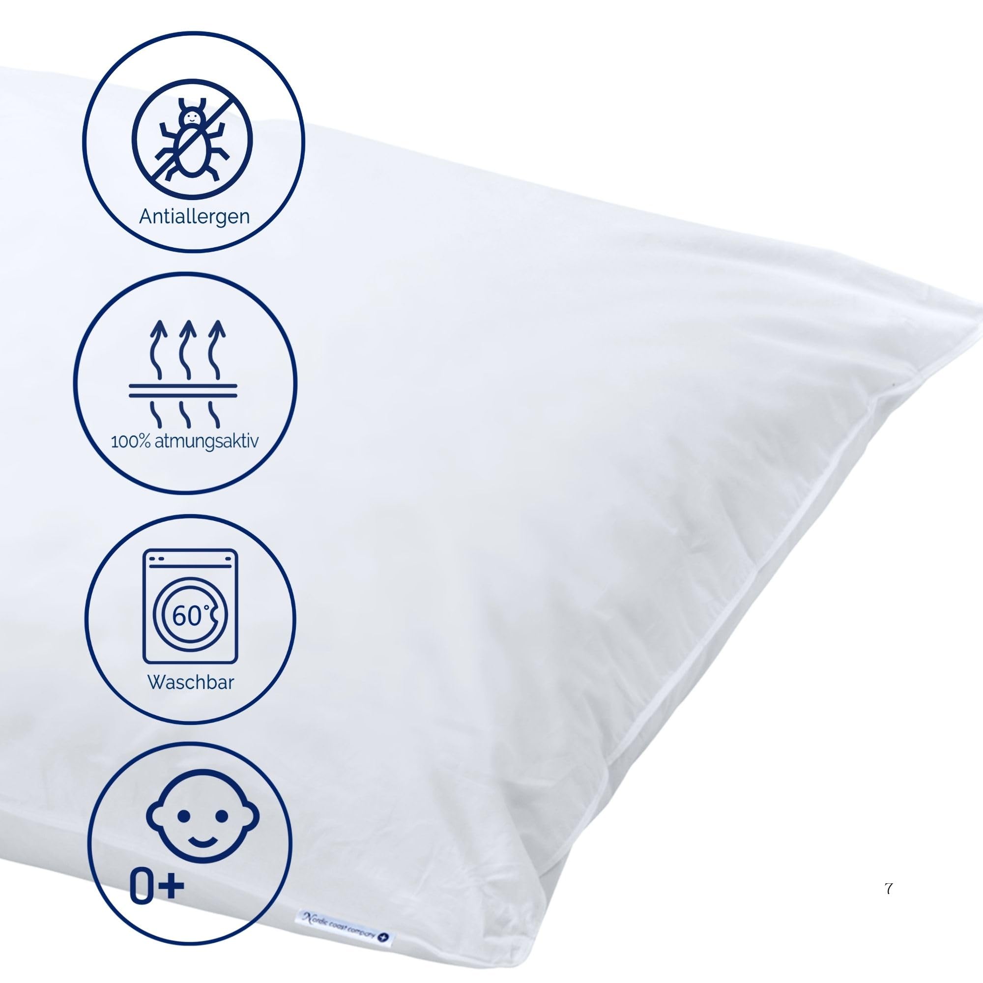 Nordic Coast® Daunenkissen 40x40 cm 250g – Kissen 40x40 Füllung Sofakissen – Kissenfüllung | Innenkissen | Füllkissen – 85% Federn & 15% Münsterländer Landdaunen – Made in Germany – Oeko-TEX