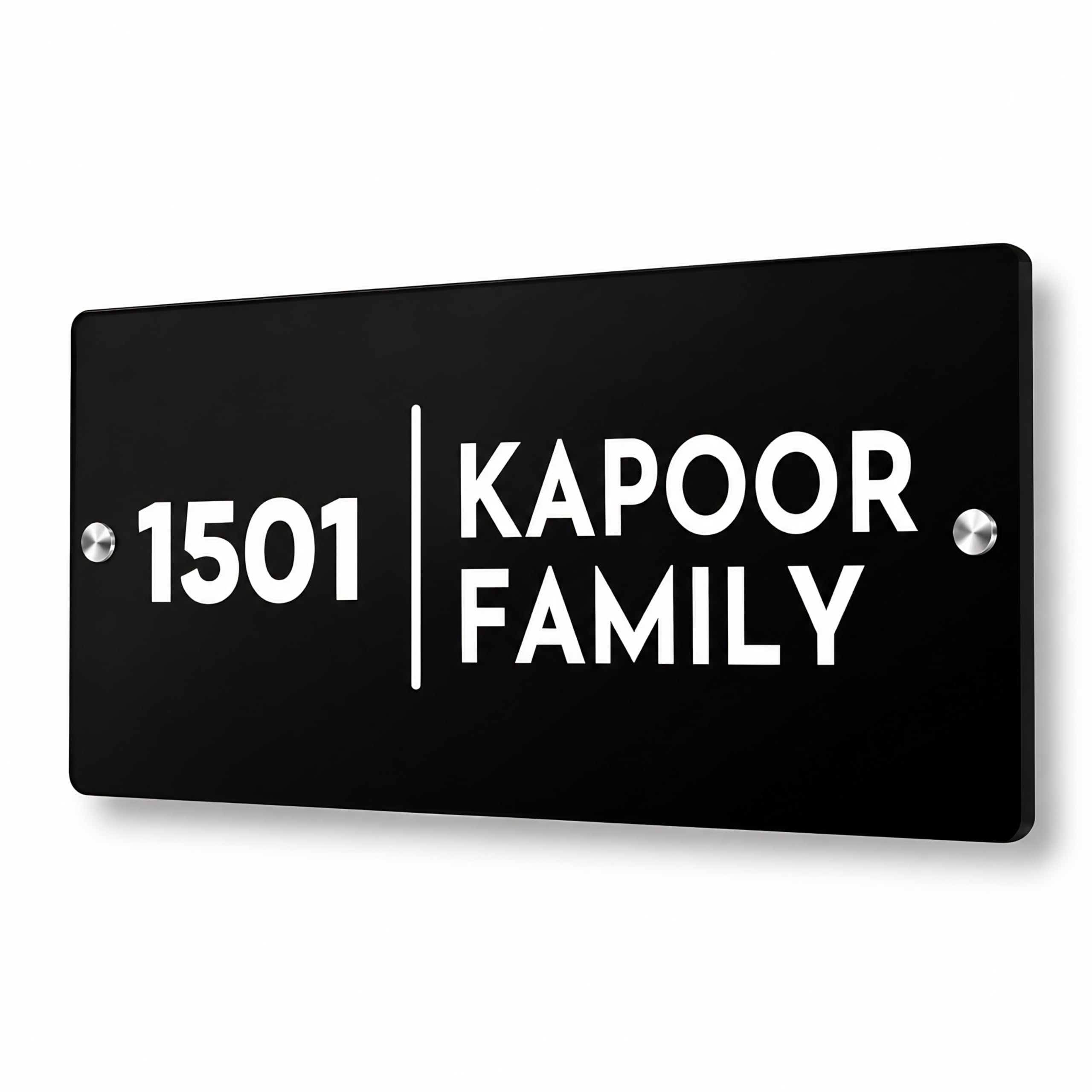 Custom Acrylic Name Plate for Home Entrance Outdoor – Glossy Black with Milky White Letters, Waterproof Personalized Door Sign, House Number Plate for Villa, Flat, Main Gate & Office (6x12 Inch)-image-31