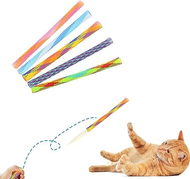 WishLotus Cat Toys, 30pcs Interactive Cat Toy Colorful Cat Stick Toy Telescopic Cat Mesh Pole Cat Jumping Toy Flexible & Shapeable Cat Spring Tube Kitten Chew Toys to Kill Time and Keep Fit 30pcs