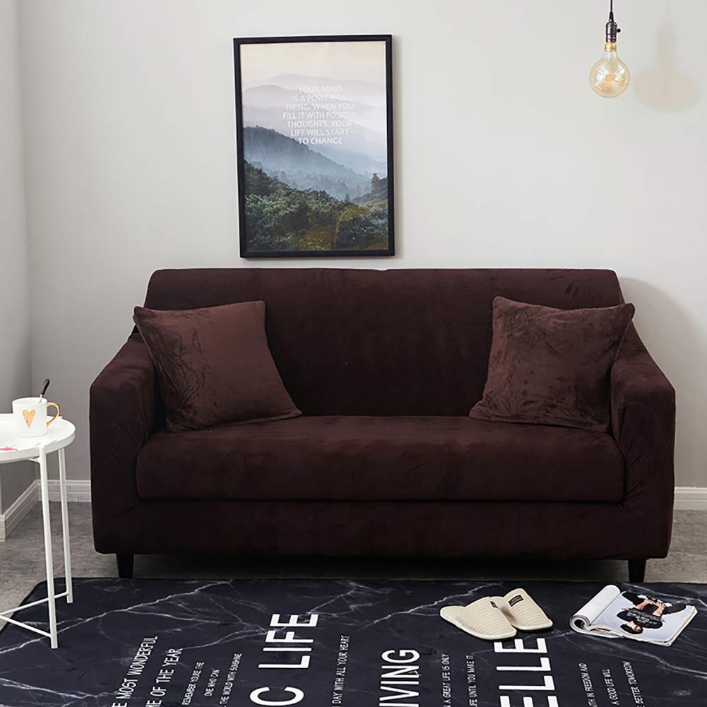 Felpa Cubiertas De Sofá para 1 2 3 4 Cubierta De Sofá,Completo Elásticoidad Couch Protector con Correas,Polvo-Prueba Elástico Soft Couch Cover para Perros Niños-