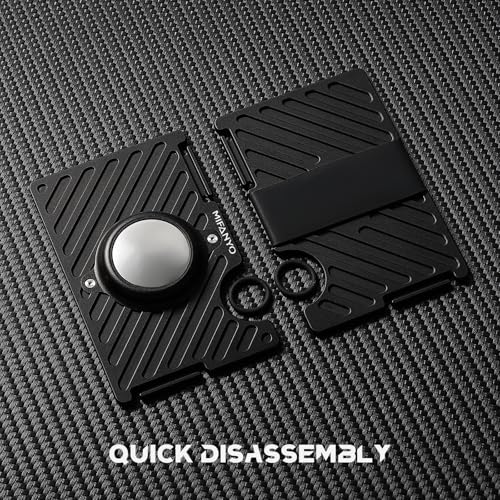 Mens Wallet with Airtag Holder(Not Included Air Tag), Slim Rfid Blocking Metal Wallets with Money Strap, Minimalist Front Pocket Aluminum Card Holder, Black, LKA-014