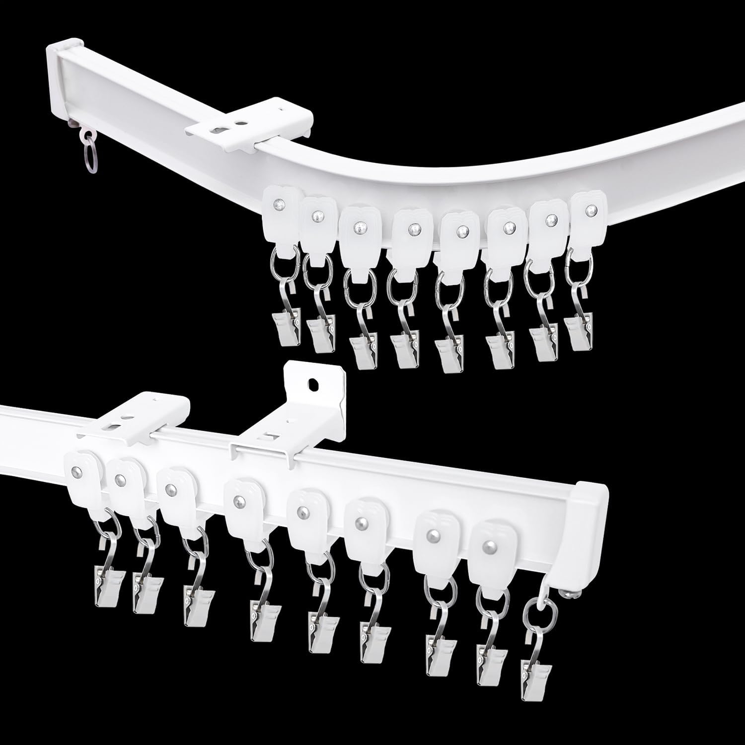 Flexible Bendable Ceiling Curtain Track, Room Divider Curtain Rod Tracks Ceiling or Wall Mount with Clips, Heavy-Duty Curtains Rails for Living Room Shower Privacy RV, White 6 FT