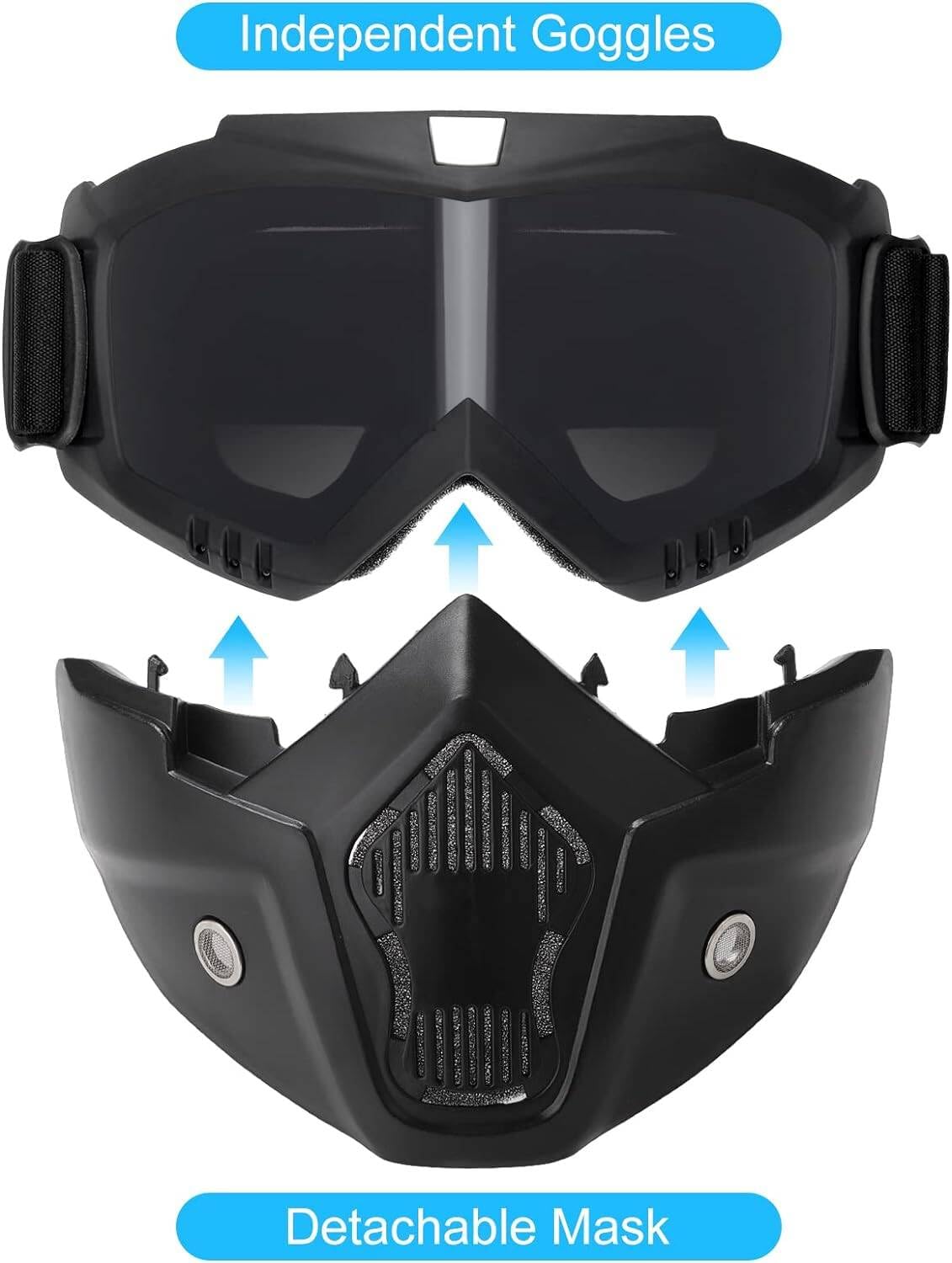 Airsoft Helmet and Full Face Mask, PJ Fast Helmet, Removable Anti-Fog Goggles, Suitable for Paintball, Role-Playing, CS Games