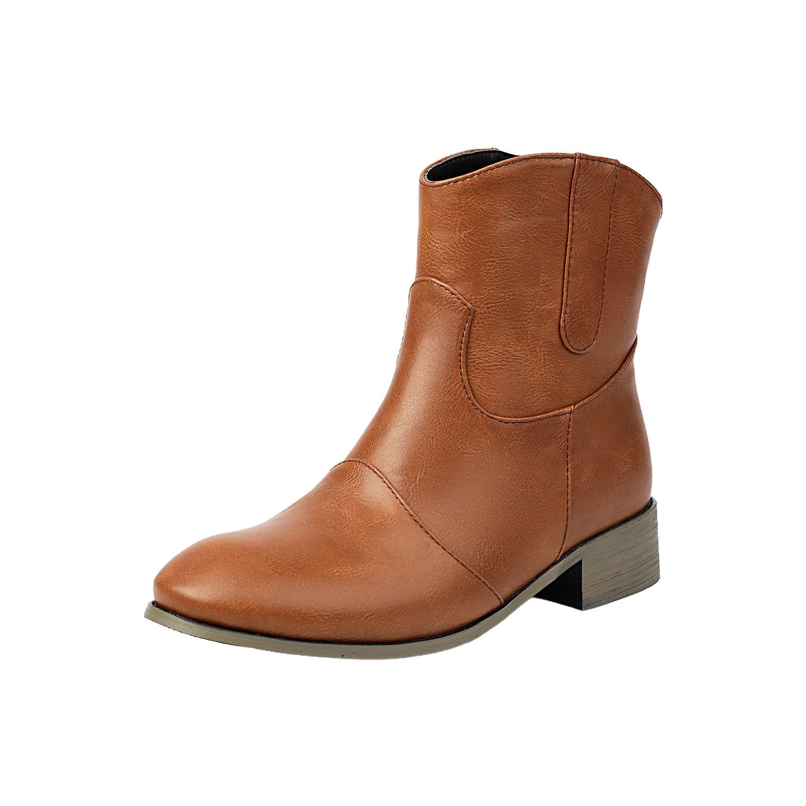Cocila Botas Vaqueras De Media para Mujer, Modernas Punta Redonda Y Tacón Grueso, Botines Campestres Otoño, Invierno Primavera. Altas Cordones Mujer Piel Impermeables Nieve Tacon Ancho Negras