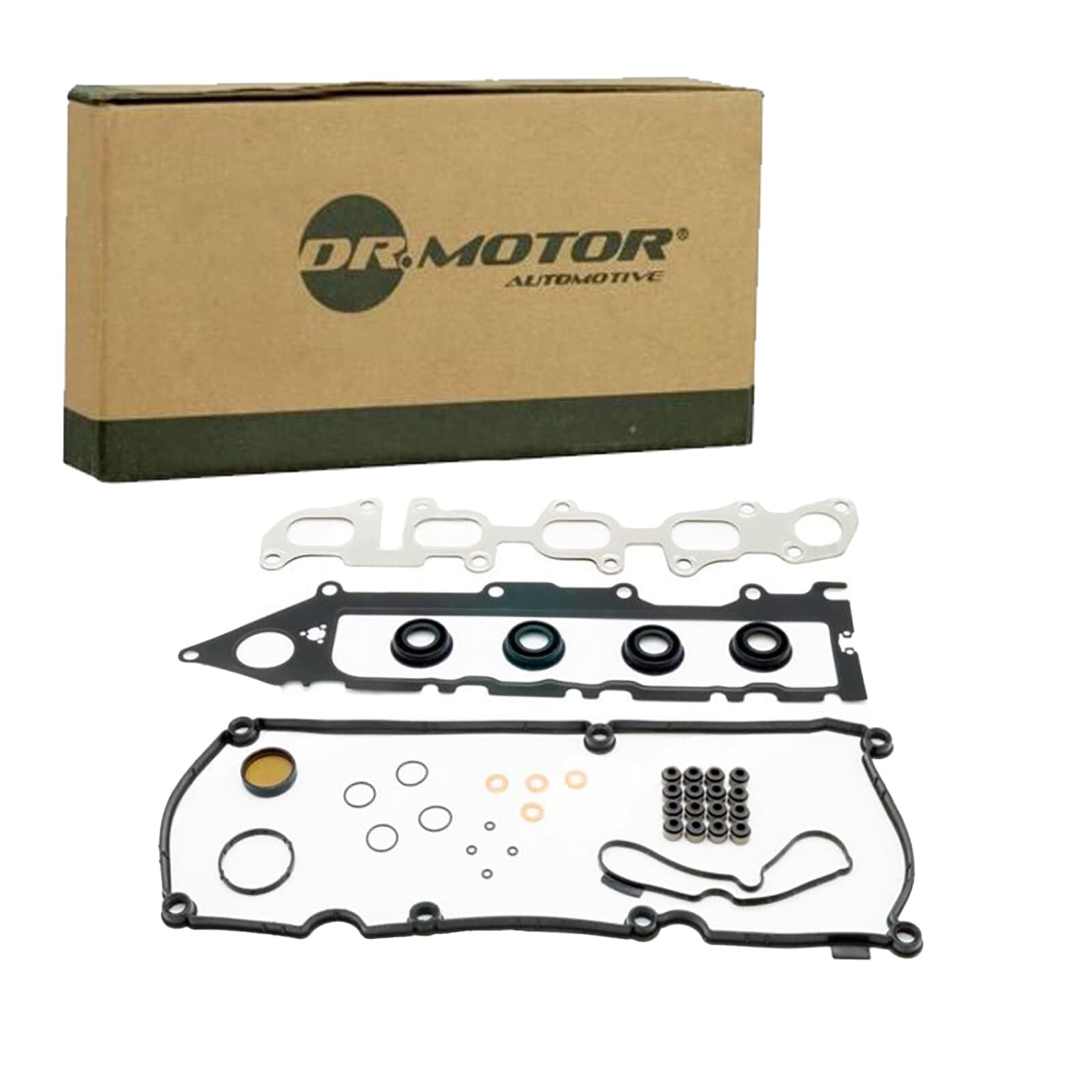 DR.MOTOR AUTOMOTIVE DRM300202S Kit guarnizioni motore con guarnizione cappa testa del cilindro con guarnizione tenuta stelo valvola senza guarnizione testata con paraolio-albero a camme con