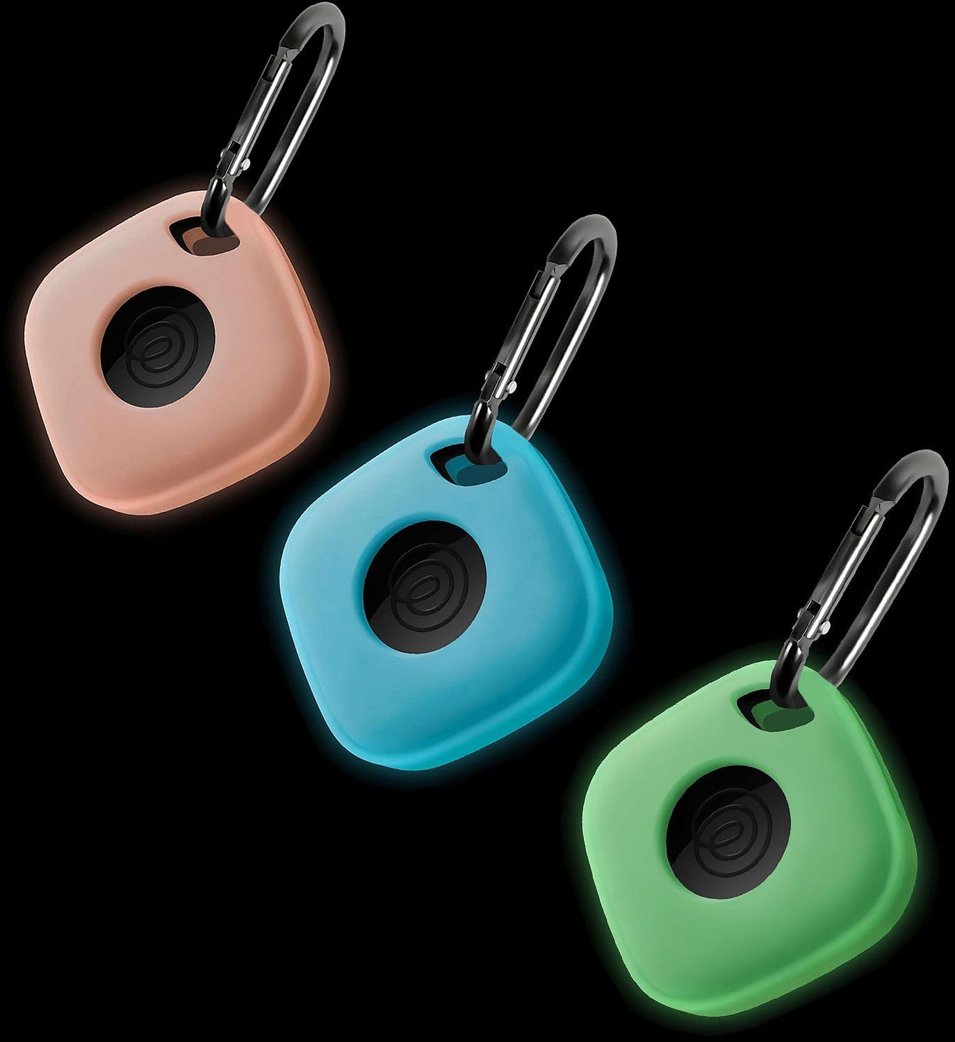 Geiomoo Silicone Case for Tile Mate 2024, Tile Mate 2022, Soft Scratch Resistant Cover with Carabiner (3 Pack Luminous Pink+Green+Blue)