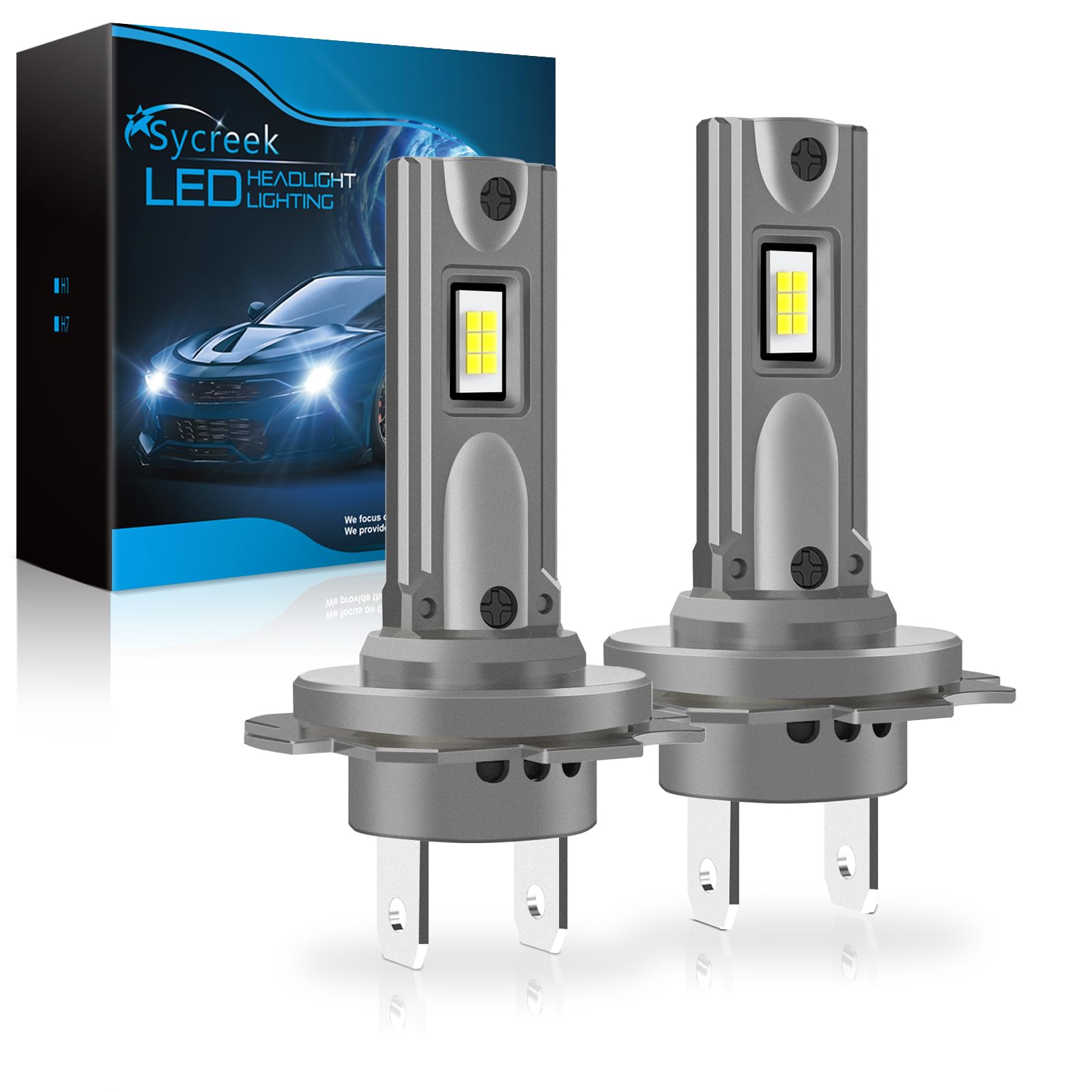 Sycreek H7 LED 24000LM 90 W, żarówka LED H7 1:1 Mini design 6500K zimna biel, zestaw be konwersja halogenowa, żarówka reflektorów do samochodu lub motocykla 12 V