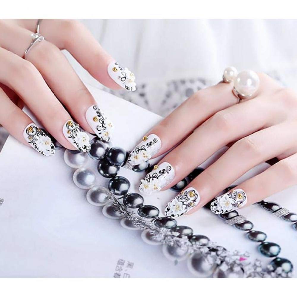 ACiyD Uñas postizas para Mujer, uñas Artificiales Sencillas a la Moda, tamaño Largo, Cubierta Completa, Puntas para decoración de uñas, diseño de Flores para Mujer, uñas postizas de Lujo
