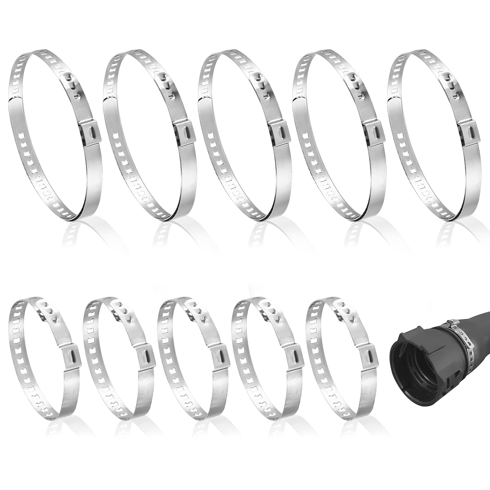 10 Colliers Soufflet Cardan En Acier Inoxydable - 5 Petits (20-50mm) Et 5 Grands (50-120mm) - 10