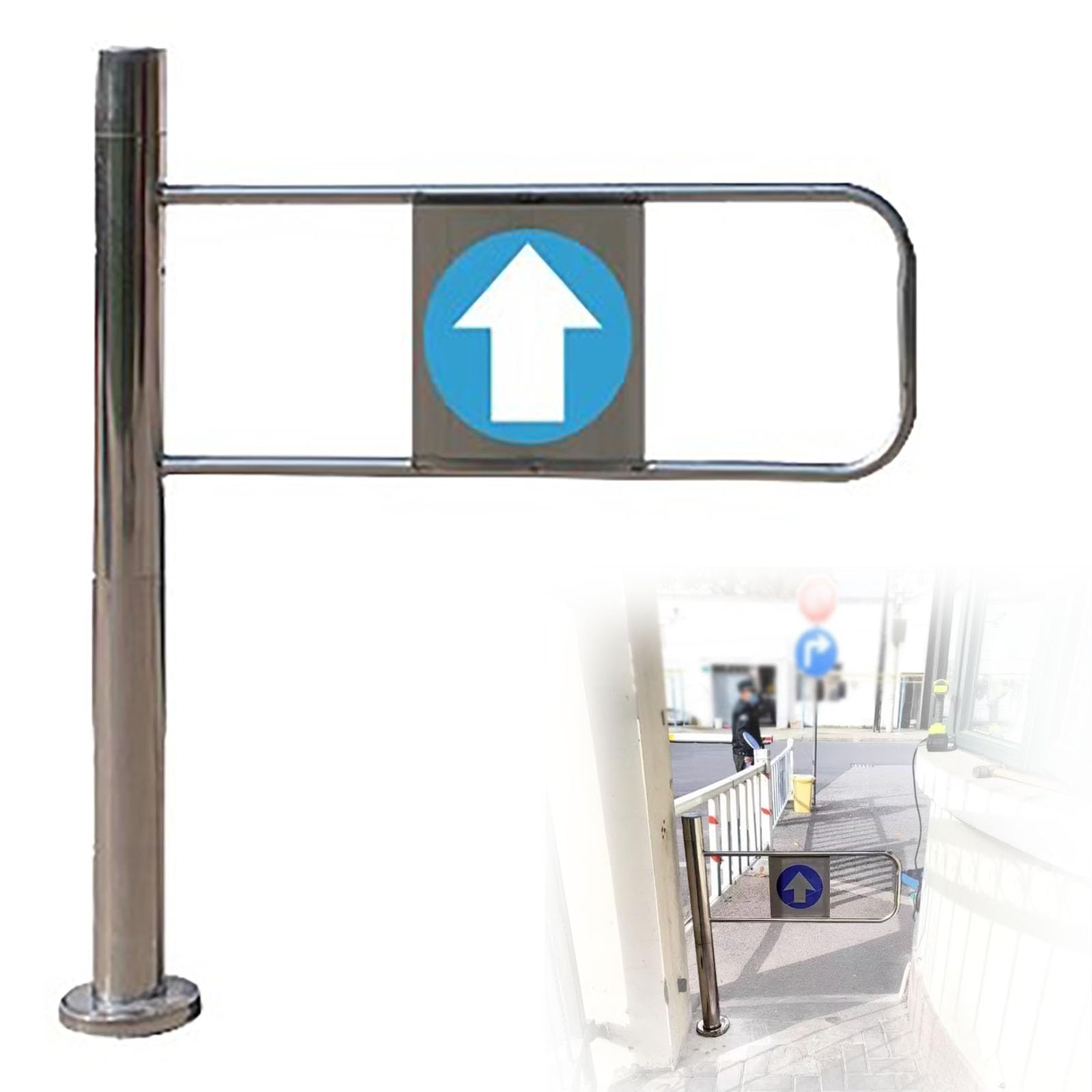 Porte d'accès mécanique unidirectionnelle 95 cm - Barrière battante réversible