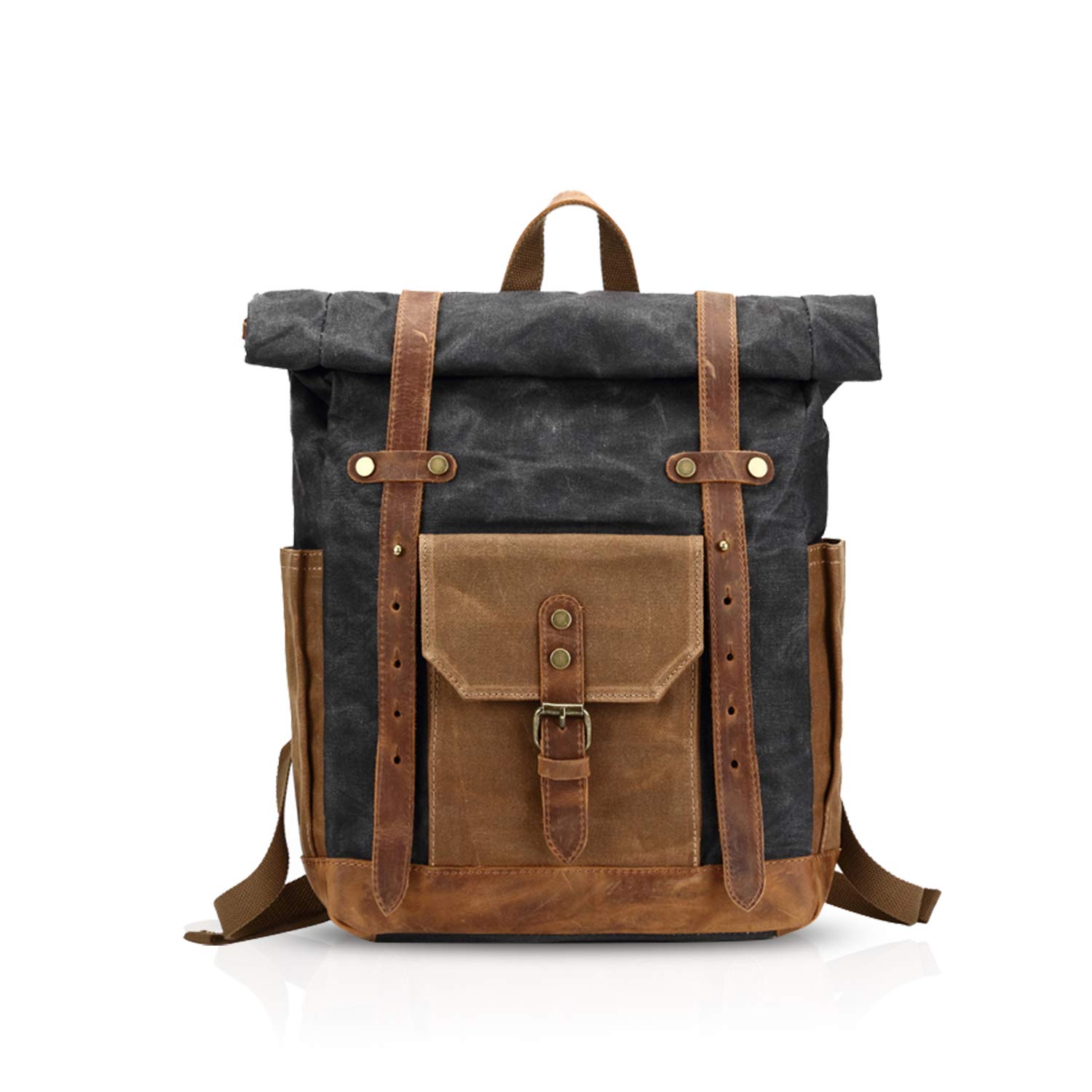 FANDARE Moda Borsa scuola Viaggio Zaino Uomo 15.6 pollici Daypack Outdoor Campeggio Grande Capacity Rucksack Tela, nero, L, Zaino per il tempo libero