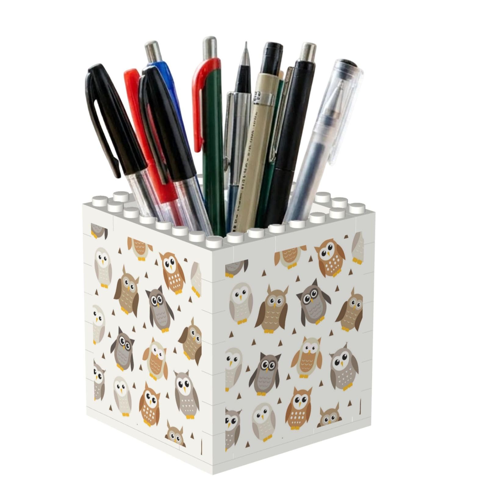 Poadnly Cute Cartoon Owls, Pen Pot Pencil Holder for Office Home School, Compact Desk Organiser for Office Stationery