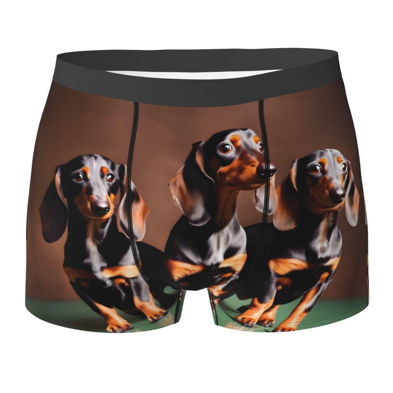 Edwal Men's Black Dachshund Weiner Dog Print Soft Underwear Boxer Briefs Comfortable Underwear Boxer Briefs For 1Pack