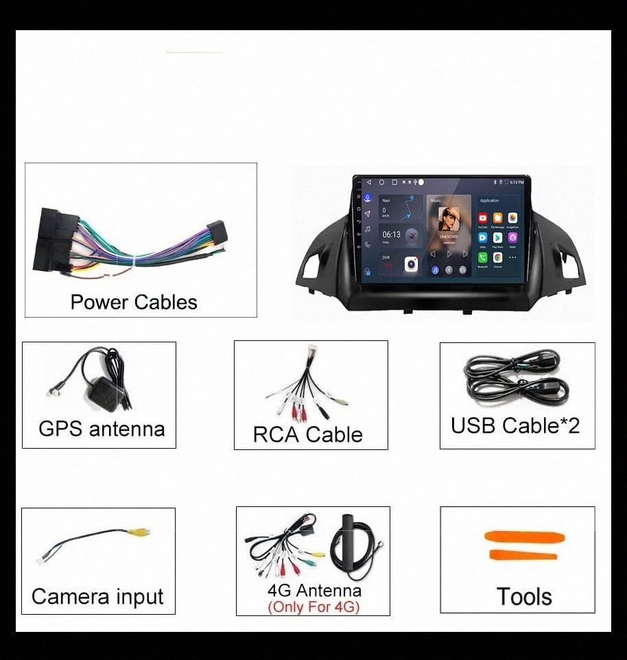 Pantalla Carplay coche con Mirror Link HD y manos libres Bluetooth para Ford Escape 3
