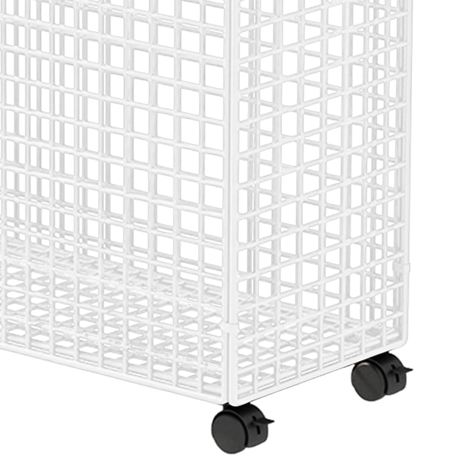 Carrello Portabiancheria Pieghevole Compatto con Ruote in Ferro Traspirante Multifunzionale Adatto per Camere da Letto, Palestre, Dormitori, Lavanderi, Bianco