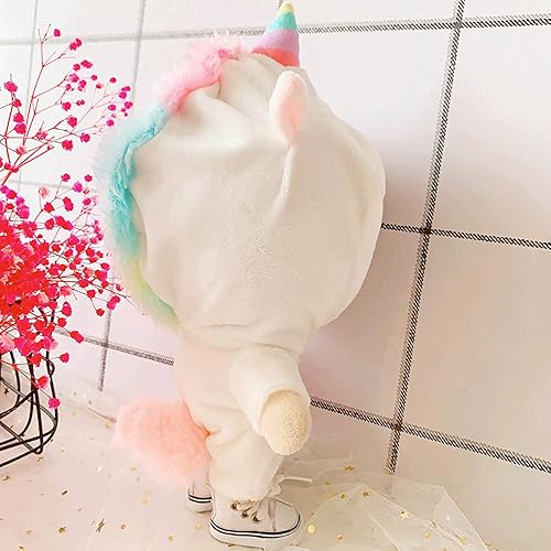 Miniatura 5 de niannyyhouse Ropa de unicornio de 7.9 in (7.8 pulgadas) ropa de muñeca de felpa + zapato conjunto de 2 piezas pijamas coloridas (blanco)