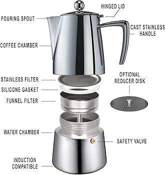 ミッソーニ Amazon.com: Cuisinox Milano Stainless Steel Stovetop Moka Pot