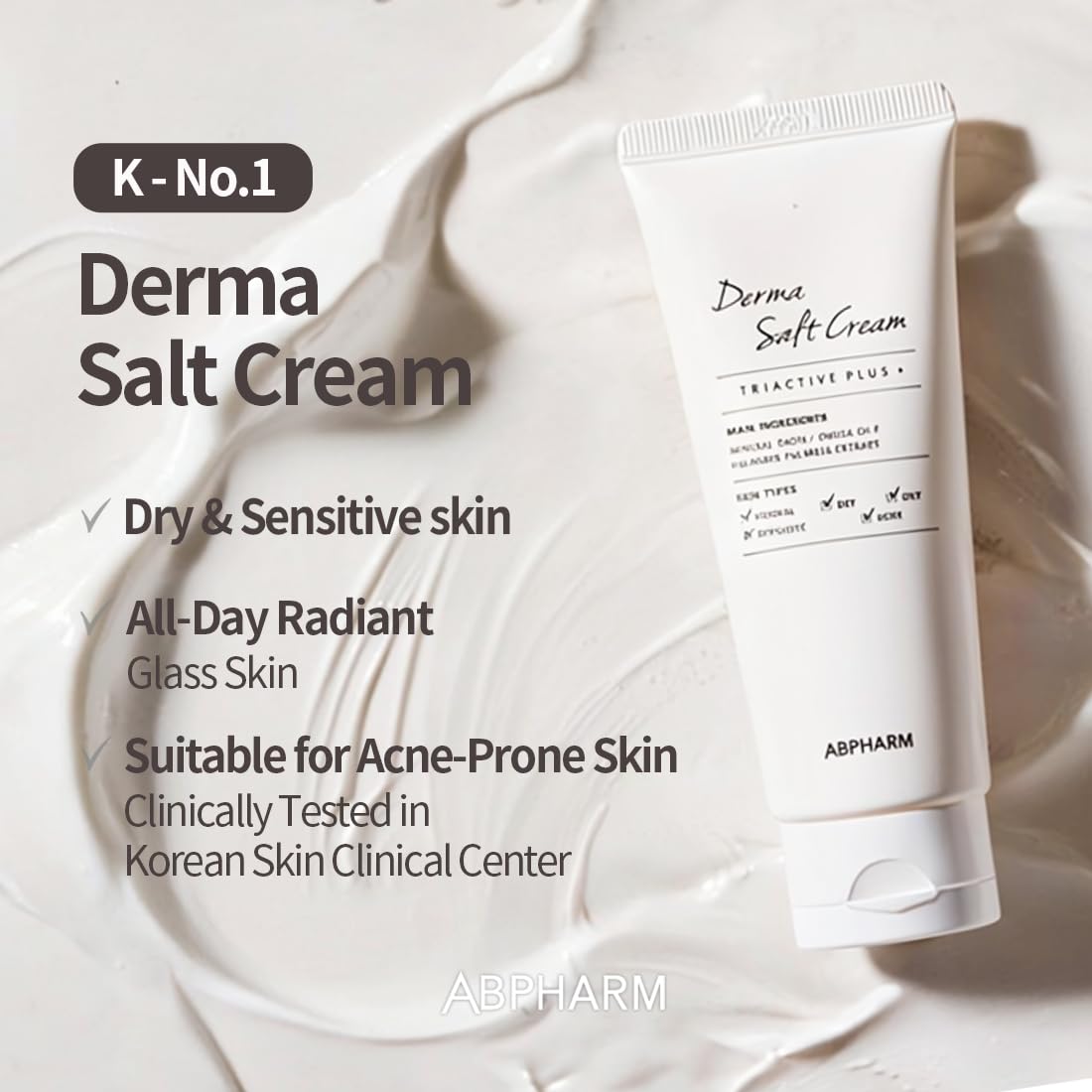 Derma Salt Cream, Long-lasting hydration for up to 150 hours, Korea’s No.1 Derma Salt Cream, Clinically tested for sensitive skin, Vegan certified, free from 36 other harmful ingredients
