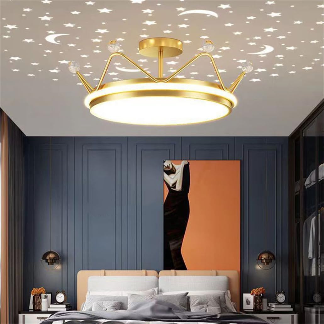 Pink Crown Sflush Mount Ceiling Light Kid Room Led Ceiling Light 3000K-6500K Light Color Adjustable Minimalist Ceiling Lights for Bedroom Kitchen Laundry Room Cloakroom/D