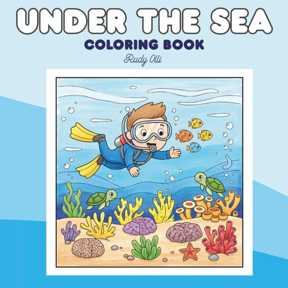 Under the Sea – Coloring Book: 42 Fish & Ocean Animals for Kids and Adults: Simple, soothing outlines • Square format 8.5″ × 8.5″ • Right-hand artwork with blank backs