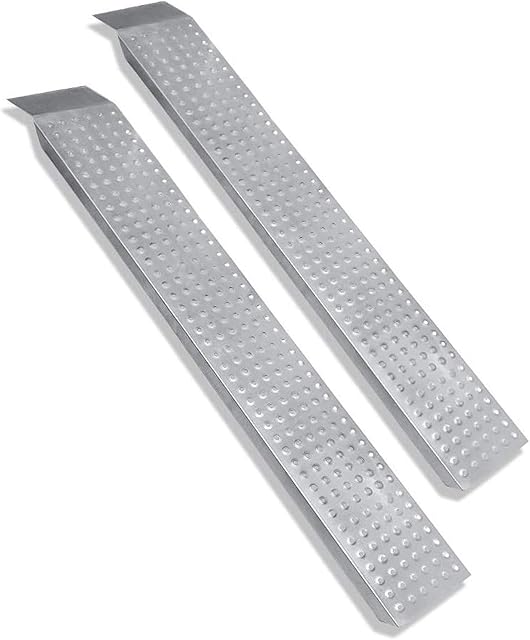 Froadp 2x Loading Ramp with Handles Non-Slip Folding Ramps Heavy Duty Galvanised Steel Loading Rail for Car Motorbike Caravan Van Lawn Mower Max. Load Capacity 400kg per Pair (Typ A, 160x22.5x4.5cm)