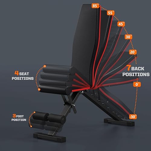 Miniatura 4 de Banco de pesas ajustable, banco de entrenamiento plegable para oficina en casa, gimnasio, bancos de entrenamiento resistentes, banco de ejercicios