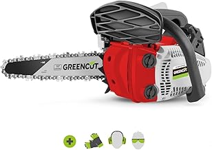 GREENCUT GS250X-CARVING - Motosierra de gasolina con motor a 2 tiempos de 25,4cc y 1,4cv con espada de 10'' Carvin Arranqu...
