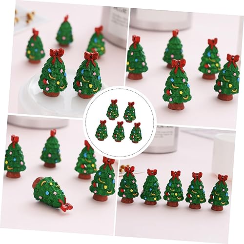Miniatura 7 de 15 piezas de mini piezas de resina, mini estatua de árbol de Navidad, decoración de álbumes de recortes, llavero de árbol de Navidad en miniatura,