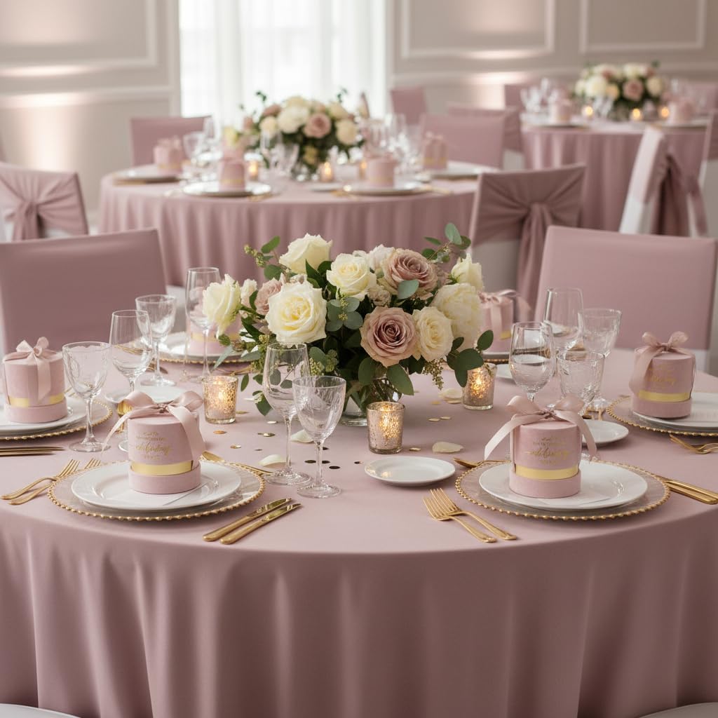 ponatia 6-Pack Dusty Rose Velvet Wedding Favor Boxes, 3.1×3.1'' Luxury Candy Boxes with Gold Foil Print & Ribbons, Pefect Gift Box for Wedding, Bridal/Baby Shower & Birthday Party Favors - Image 7