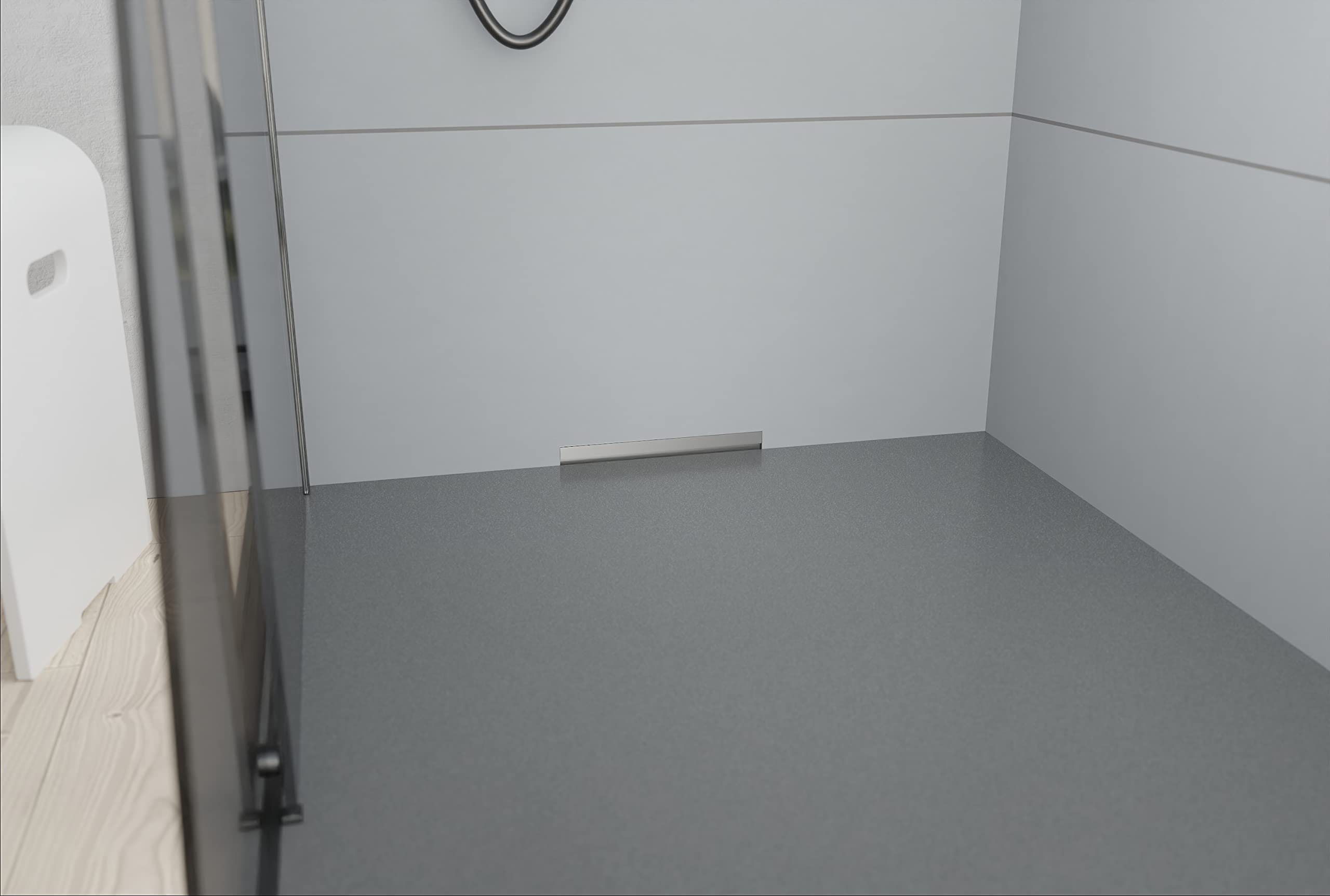 BERNSTEIN Duschrinne Wandablauf Länge 60cm Edelstahl Komplettset Wandmontage Rinne mit Siphon Inklusive Haarsieb Montagefüße