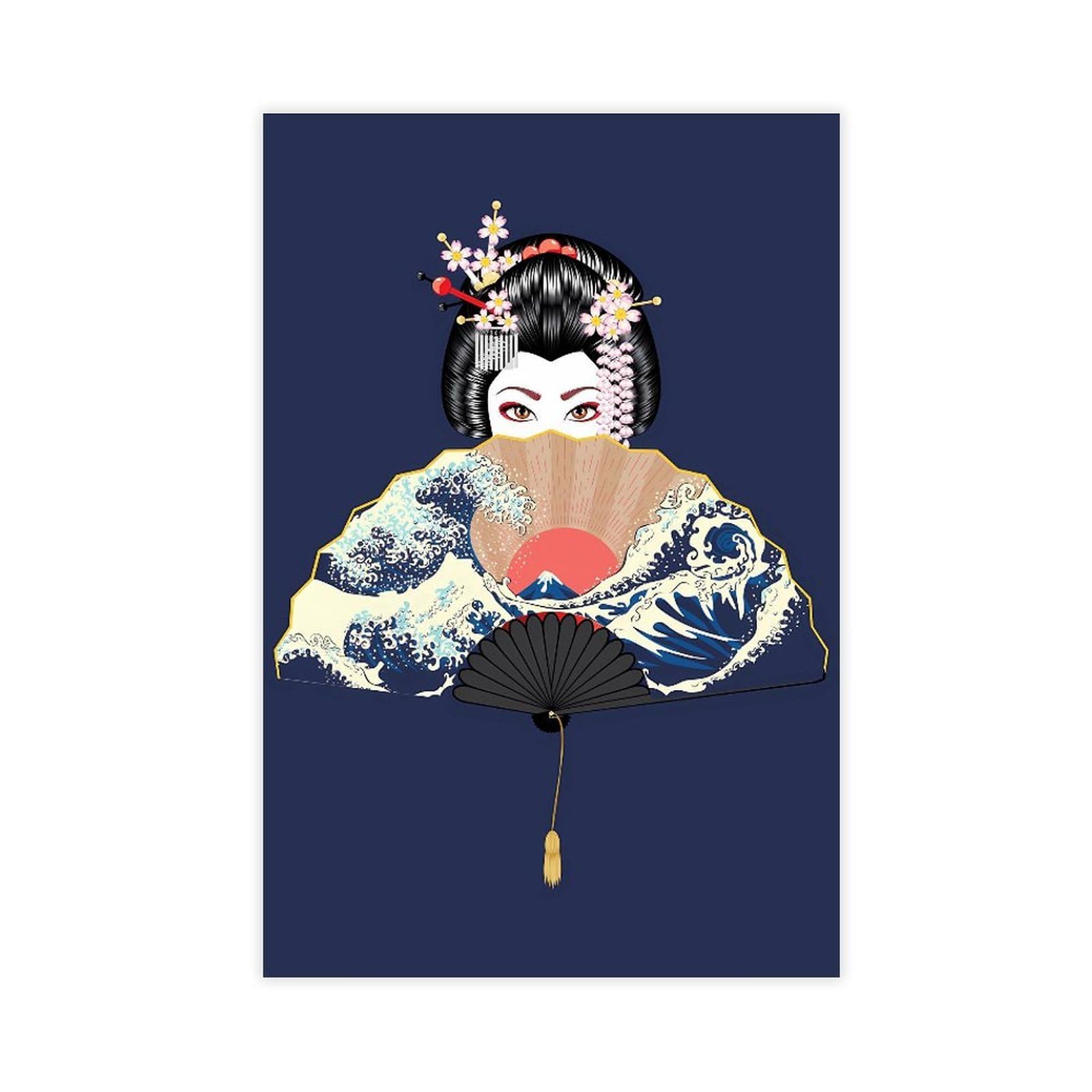 QNVJQKDSI Japanese Geisha Art (21) Canvas Poster Wall Art Decor Print Picture Paintings for Living Room Bedroom Decoration 16" L X 24" W