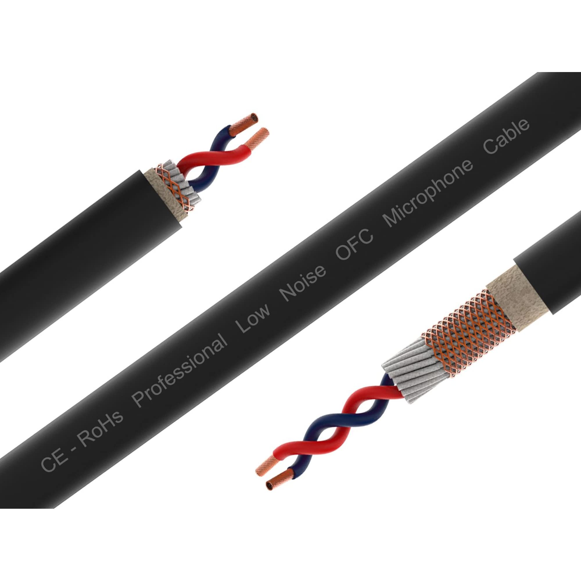 Audibax Silver BSM100 Nero - Avvolgicavo Microfonico Bilanciato - Lunghezza 100 Metri - Filo Intrecciato e Magliato - Copertura in PVC Flessibile e Resistente - Colore Nero